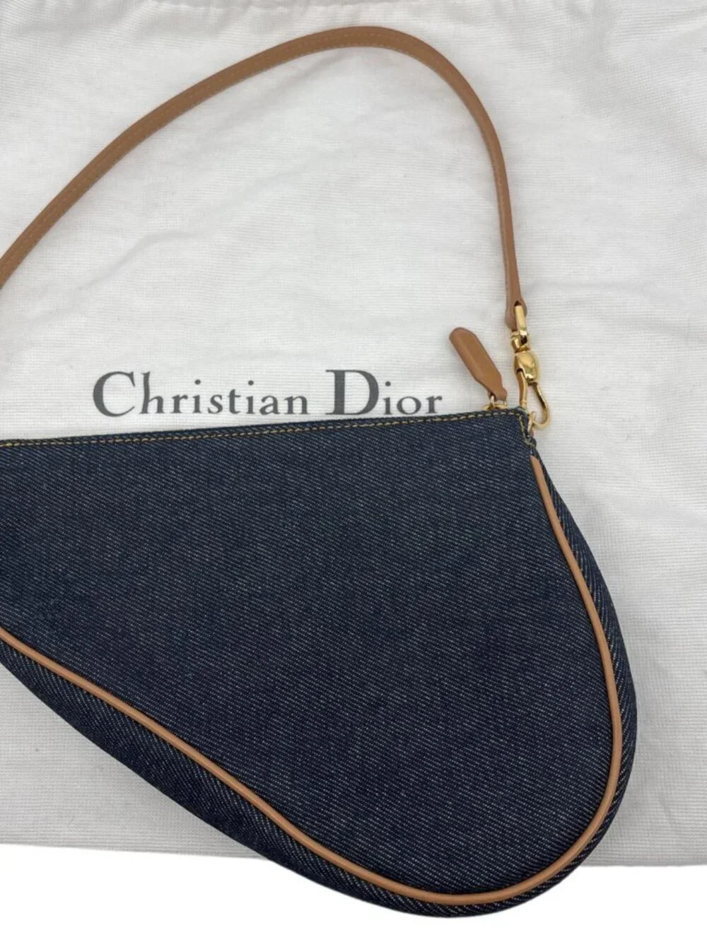 Christian Dior  Saddle Vintage Denim Hobo Bag Blue